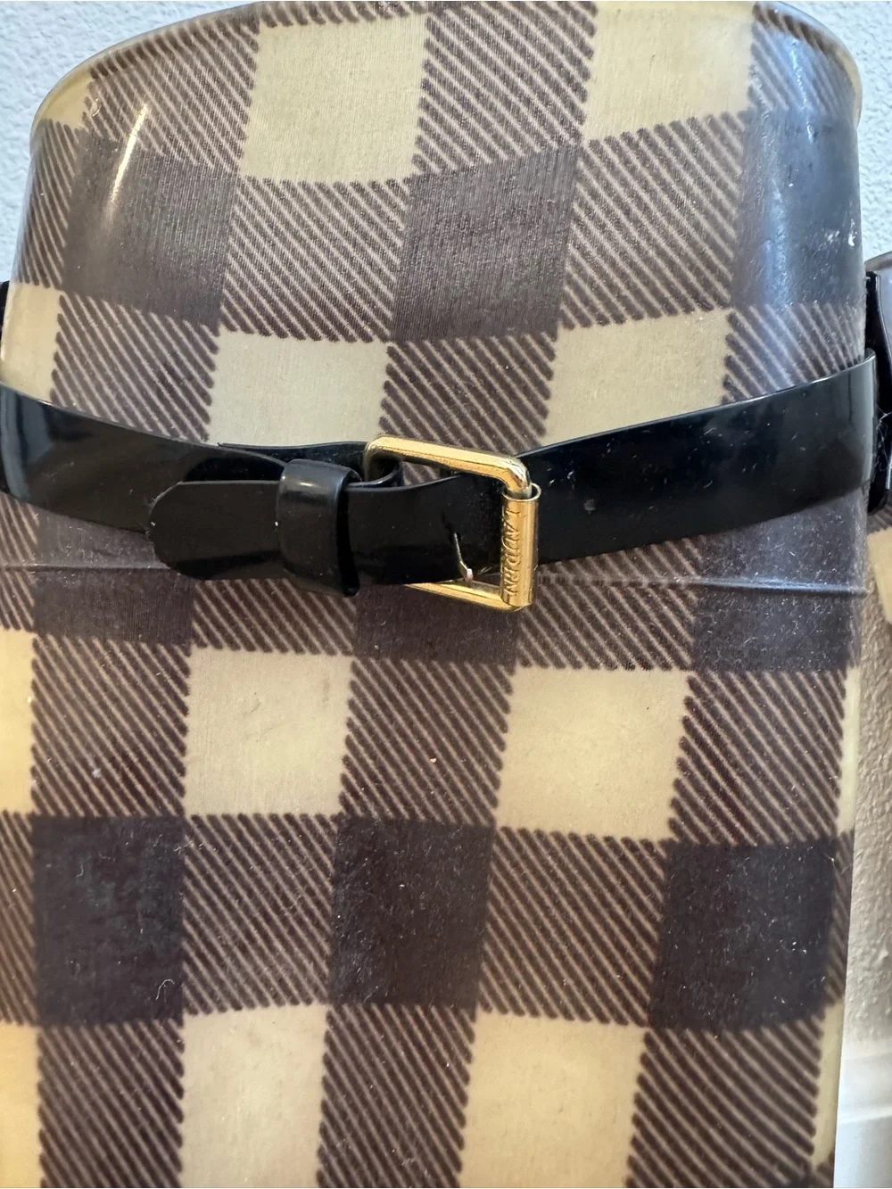 Lauren Ralph Lauren Buffalo Plaid Tall Rain Boots Black Tan Women’s Size 9